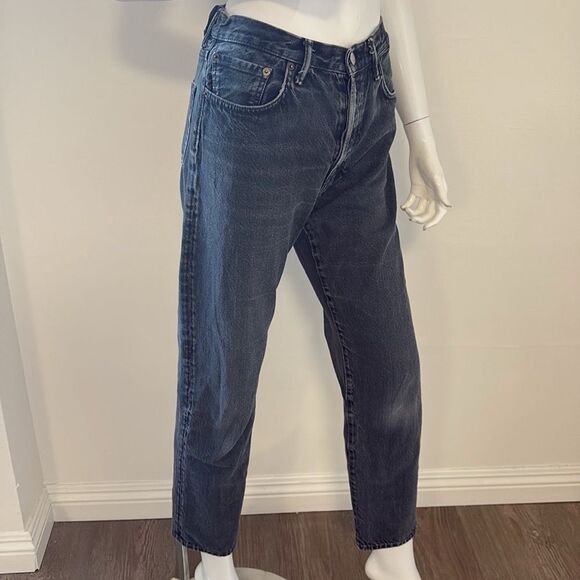 Acne Studios Blå Konst Mid Rise Straight Leg Reworked One of a Kind Denim Jeans - Picture 5 of 7